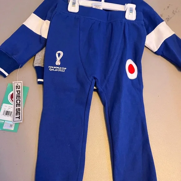 Kids Blue and Gray 2T FIFA World Cup 2022 joggers outfit - Picture 3 of 5